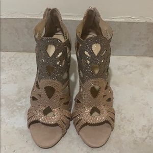 Embellished open toe heels